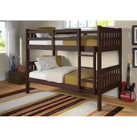 Pivot Direct Pivot Direct PD-1010-3CP-TT Twin Size Mission Bunkbed & Slat-Kits Mattress Ready - Dark Cappuccino PD_1010_3CP_TT